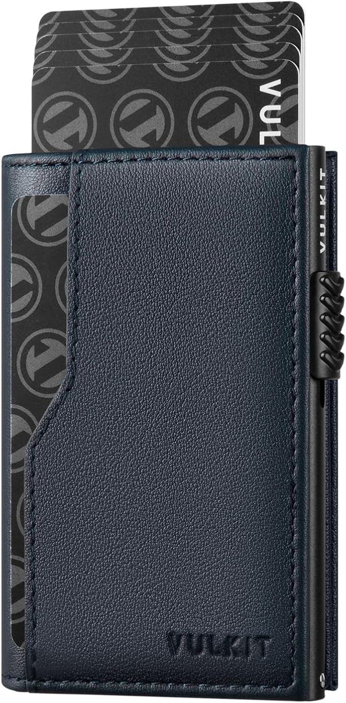 VULKIT Card Holder Wallet with Double ID Windows RFID Blocking Pop Up Wallet Minimalist Design for 12 Cards