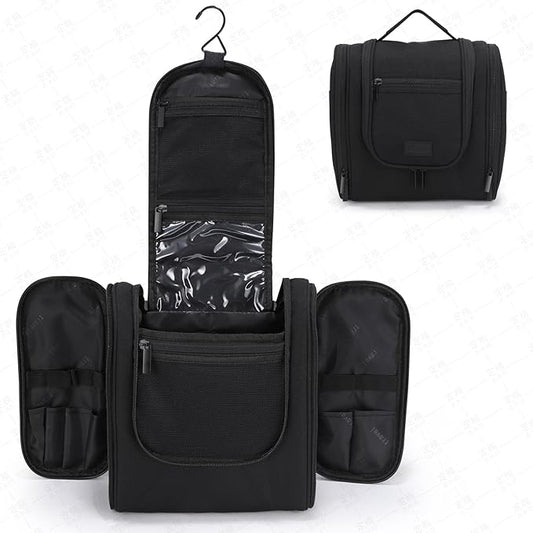 Hanging Toiletry Bag with Hook, Travel Cosmetic Makeup Bag Organizer for Accessories, Shampoo, Shaving Bag for Toiletries Accessories,Travel Essentials Kit (Black)