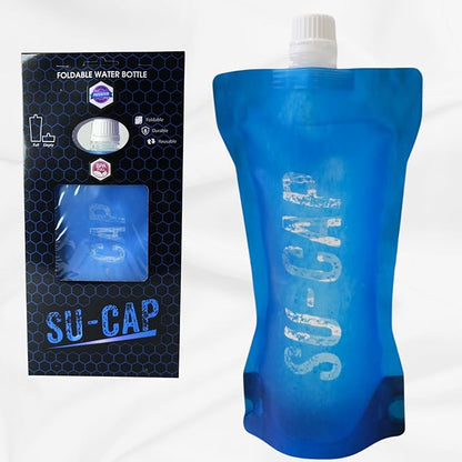 Collapsible Water Bottle – BPA Free, Foldable Sports Bottle for Hiking, Travel, Gym, Leakproof Lightweight Reusable Bottle with Carabiner – Eco-Friendly (15oz- 450 ml) (blue)