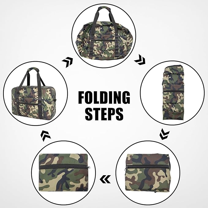 Foldable Travel Duffle Bag, Airlines Approved Carry On Bag Weekender Overnight Bag for Men Women, 40L (Green cmo)