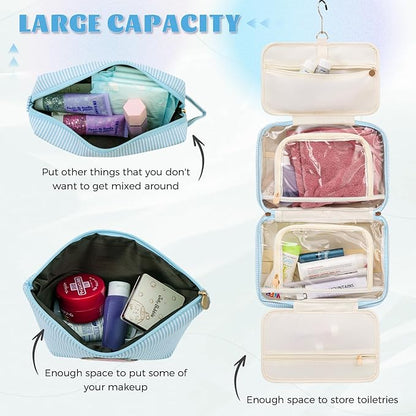 Toiletry Bag Small Make Up Bag Set - Travel Makeup Bag Pouch for Women Cosmetic Pouch Cute - Personalized Gifts Mom Gifts for Women Her - Blue P