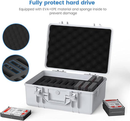 ORICO Hard Drive Case 3.5inch 20-Bay HDD/SSD Multi-Protection Storage Suitcase with Foam Hard Case Shockproof Anti-Static MoistureProof Carrying Box-PSC L20