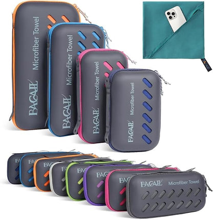 BAGAIL Camping Towel with EVA Case, Compact & Ultra Soft Microfiber Travel Towel - Super Absorbent & Lightweight Quick Dry Towels for Sports, Beach, Gym, Backpacking, Hiking and Yoga