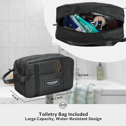 STOVER 100L Rolling Duffel Bag with Wheels, X-Large 32 Inch Durable Travel Duffle + Toiletry Bag, Heavy Duty, Packable w/Shoulder Straps- Use as Luggage or Backpack, Men/Women (Black)