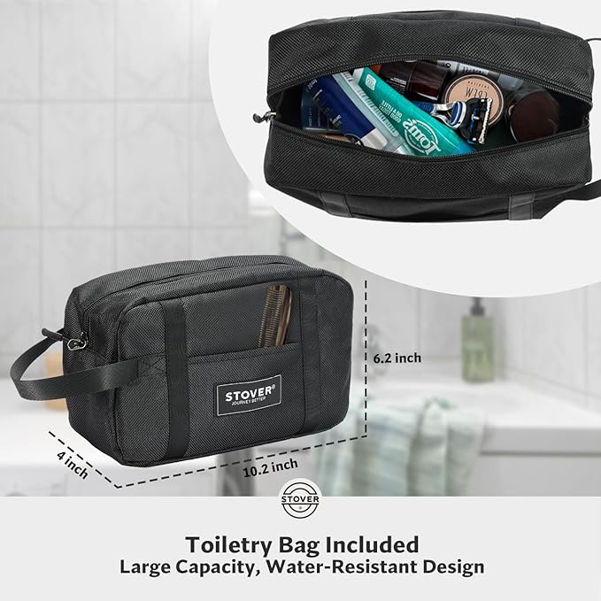 STOVER 80L Rolling Duffel Bag with Wheels, Large Durable Travel Duffle + Toiletry Bag, Heavy Duty, Packable, Foldable with Shoulder Straps- Use as Luggage or Backpack, Men/Women (Grey)