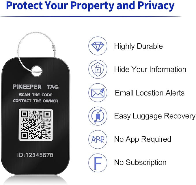 Smart Luggage Tags with QR Code Location Display - Customizable Tags with Privacy Protection for Lost & Found, 4-Pack Waterproof & Durable Travel ID Labels for Suitcases & Backpacks