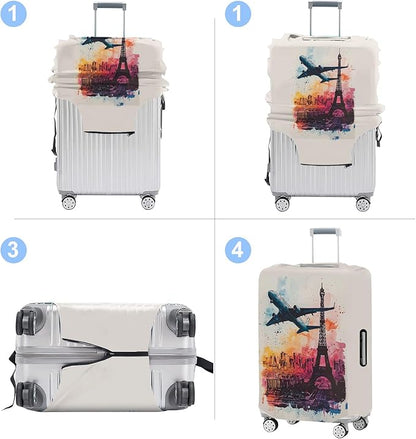 Luggage Cover Washable Suitcase Protector Anti-scratch Suitcase cover Fits 20-34 Inch Luggage (Tower-2, XL(32-34inch suitcase))
