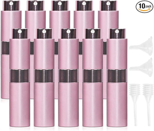 10 PCS 8ml Perfume Atomizer Refillable Bottle, Cologne Travel Spray Bottle, Mini Spray Empty for Refill, Refillable Portable Sprayer (Pink)