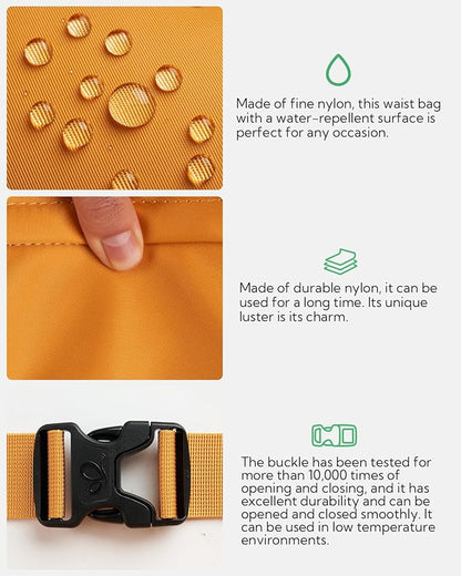 WATERFLY Fanny Pack Waist Packs: Large Crossbody Fanny Packs for Women Men with 5 Zipper Pockets Adjustable Strap Waist Bags Hip Pack for Traveling Cycling Running Hiking-Tan