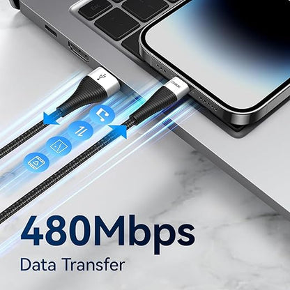 iPhone Charger 3 Pack 6 Ft [Apple MFi Certified] USB to Lightning Cable Fast Charging Cord Compatible with iPhone14/13/12/11 Pro Max/Pro/XS Max/XS/XR/X/8 Plus/8/7/iPad/iPod/AirPods, Black