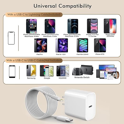 [Apple MFi Certified]10FT Fast iPhone Charger,Extra Long Apple Charger Fast Charging 2Pack USB C Charger Block Plug + 10Foot Lightning Cable Cord for iPhone 14/Pro/Pro Max/Plus/13/12/11/XS/XR/X/SE2022