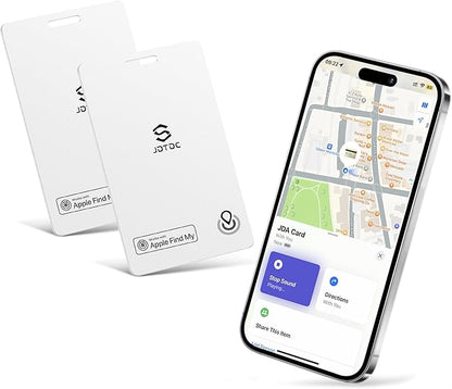JSL JDTDC Smart-Tags-Wallet-Tracker-Card[Apple MFi Certified], Bluetooth-Smart-Card-Finder Works with Apple Find My (iOS Only), Card-Finder for Wallet/Luggage/Passport, IP68 Waterproof, 2 Pack