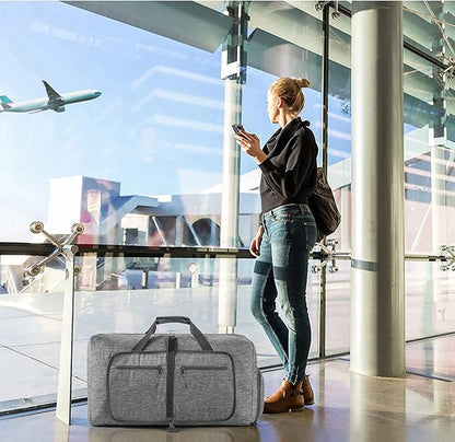 Vomgomfom 65L/85L/115L Foldable Travel Duffle Bag, Lightweight Checked Luggage with Shoe Compartment, Water-Resistant Weekender Overnight Bag for Men & Women