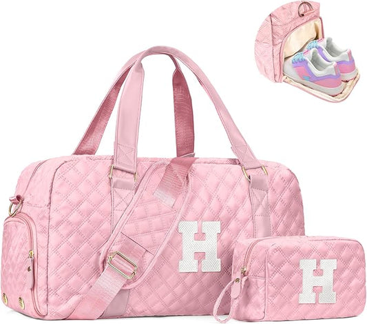Duffel Bag, Girls Gift Bag Teens, Initial Travel Duffel Bag, Personalized Weekender Bag, Monogram Overnight Bag Gift for Grandmother,Tween Girls Gifts Daughter Gifts Niece Gifts, Mothers Gifts