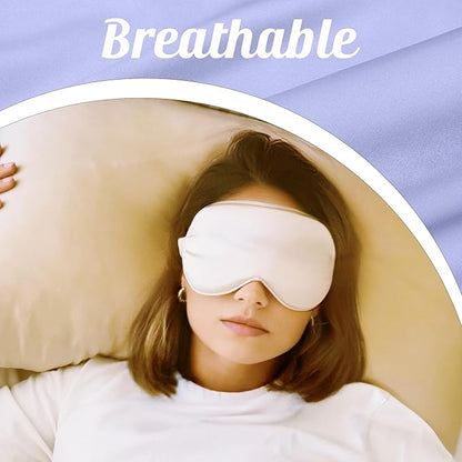 MATASSE Silk Eye Mask for Sleeping with Adjustable Elastic Band - 3D Contoured, Eye Cover Sleep Mask w/Genuine Mulberry Silk Including The Strap for Women, Men (Champagne/Black)