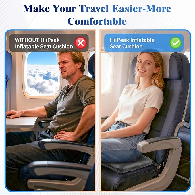 HiiPeak Inflatable Stadium Seat Cushion, Compact Hand Press Stadium Seats Pad Bleacher Seat Chair Cushion Pad for Airplane Travel Camping Backpacking Sports Events (Gray)