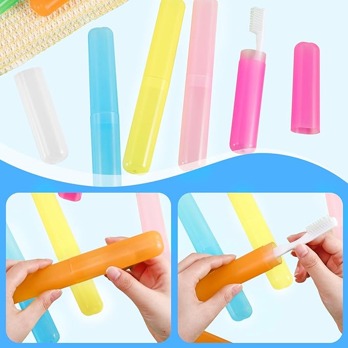 28 PCS Travel Toothbrush Case, 7 Colors Portable Toothbrush Storage Cases, Dust-Proof Toothbrushes Case, Breathable Toothbrushes Travel Containers for Trip Home Camping Daily Use