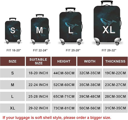 WUJIAONIAO Travel Luggage Cover Baggage Suitcase Cover Protector Skins 18-32 Inch (dolphin, M (for 22-24 inch luggage))