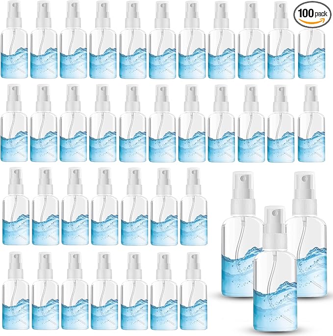 100PCS 1oz/30ml Small Spray Bottle, Clear Fine Mist Spray Bottle Mini Empty Hair Spray Bottle, Plastic Refillable Cosmetic Containers for Plants, Cleaning, Misting & Skin Care