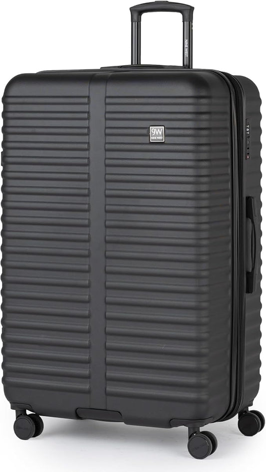 Nine West Suvi 32 Inch Expandable Luggage for Extended Trips & Cruises, Large Hardshell Suitcase with 360° Spinner Wheels, Lightweight Rolling Travel Case Midnight Black