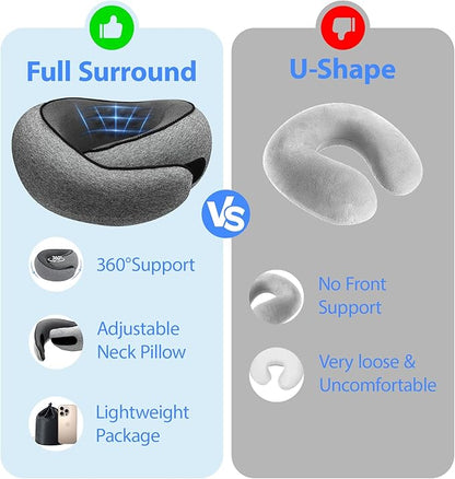 Travel Pillows for Airplanes,360° Support Stowable Travel Pillow, Neck Pillow Airplane with Memory Foam Portable Travel Neck Pillow for Traveling, Suitable for Airplanes, Offices, and Cars