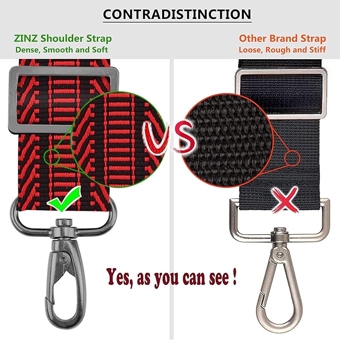 ZINZ Shoulder Strap, 57" Padded Adjustable Shoulder Bag Straps Replacement for Bags with D-Ring（TH01B02）