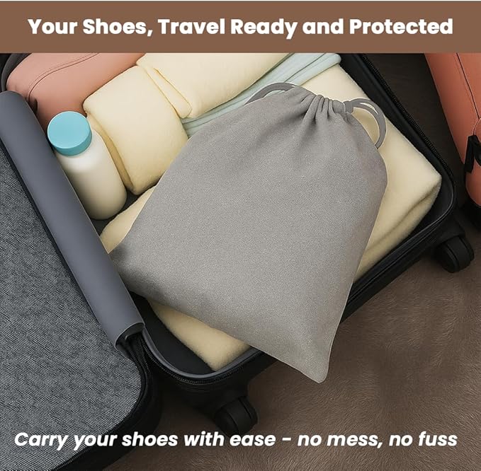 LFH Cotton Rich Shoe Storage Bags with Drawstring, Dustproof Breathable Reusable Organizer, Perfect For Travel, Dorm, Hotel, College, Gym, Easy to Carry, Machine Washable 12"x17" (Pack of 6) - Grey