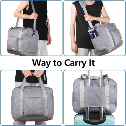For Allegaint Airlines Personal Item Bag 17.7x12.6x6.3 Foldable Travel Duffel Bag Underseat Carry-on Luggage for Women and men 25L(Grey)