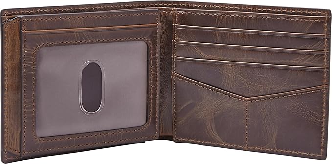 Fossil Men's Derrick RFID-Blocking Leather Bifold Wallet with Flip ID Window for Men