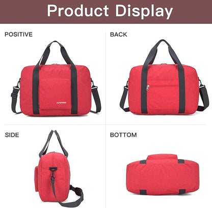 For Spirit Airlines Personal Item Bag 17.7x12.6x6.3 Foldable Travel Duffel Bag Underseat Carry-on Luggage for Women and men 25L(Orangered)