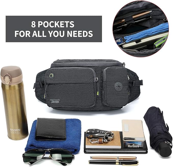 TUDEQU Hiking Fanny Pack for Men Women Large Hiking Waist Packs Mens Fanny Pack Crossbody Waist Bag for Men for Travel