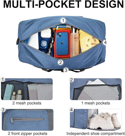 Felipe Varela Duffle Bag with Shoes Compartment and Adjustable Strap,Foldable Travel Duffel Bags for Men Women,Waterproof Duffel Bags