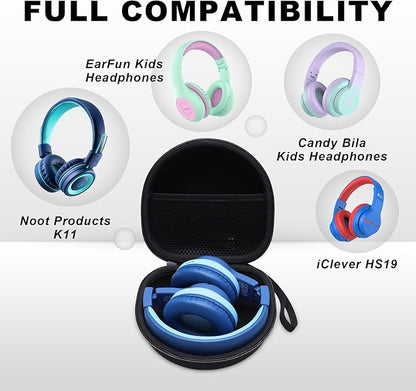 Kids Headphones Case Compatible with iClever BTH12 / BTH20/ BTH26/HS19, JoySpark, Candy Bila, EarFun, MIDOLA, IMYB Foldable Kids Headphones, Black Travel Storage Bag(Case Only)