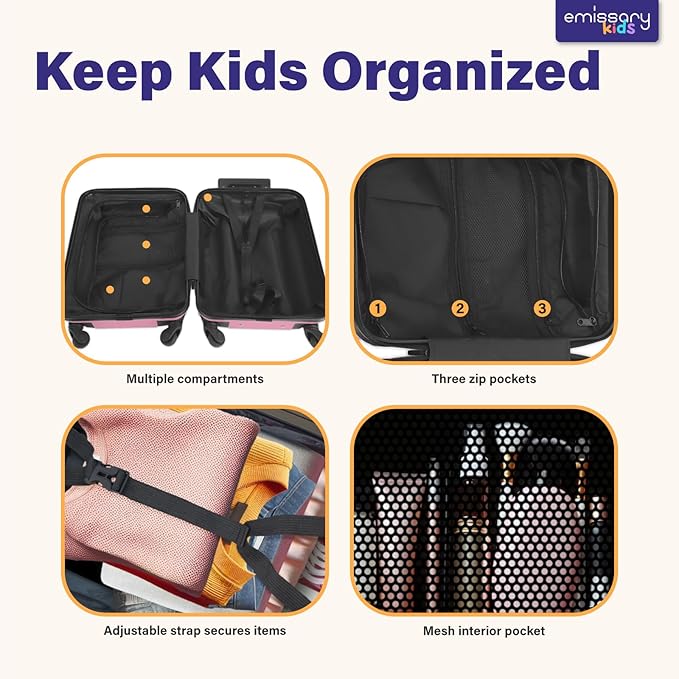 emissary Kids Luggage Sets For Girls, Unicorn Kid's Suitcase Set with Backpack, Childrens Luggage Set For Girls, Kids Carry on Suitcases Toddler Suitcase