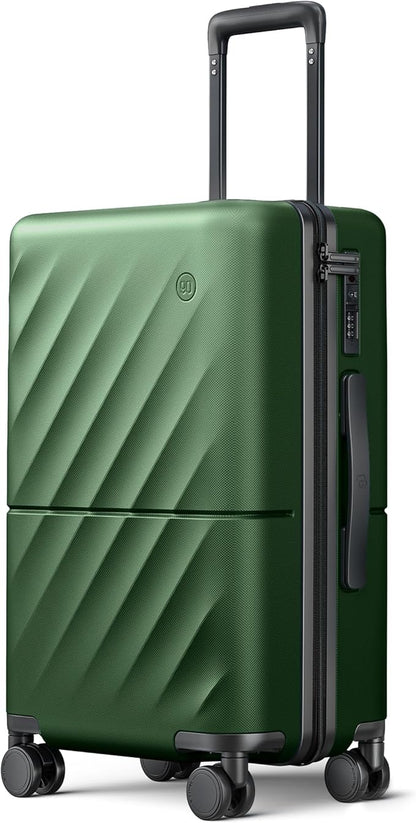 NINETYGO Carry On Suitcase, 20 Inch Carry-On Luggage with Double Spinner Wheels, Anti-Burst Zipper, Hard Case PC Suitcase Carry On, Lightweight Travel Luggage, TSA Approved (Seaweed Green, Hudson)