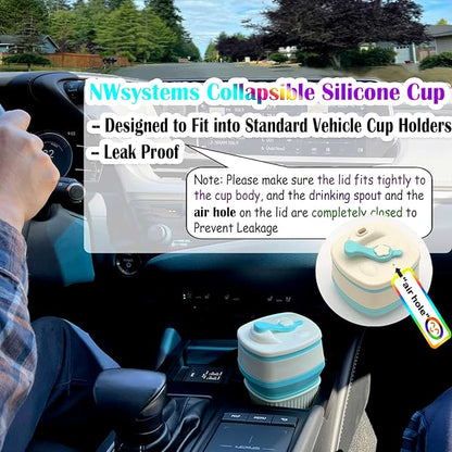 Collapsible Silicone Cup, Safe & Portable, for Hot & Cold Drinks, 18.6 oz (550 ml) - Travel, Camping, Office, and More – Tanager Turquoise