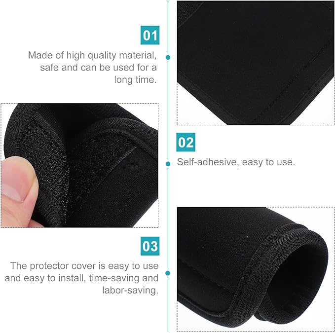 Neoprene Handle Wrap, Luggage identifier Travel Bag Handle Covers, Luggage Grip Luggage Identifiers Suitcase Handle Luggage Handle wrap Wraps Handle wrap (Black)