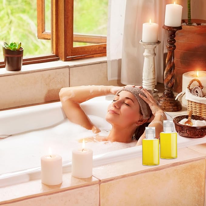 110 Pcs 1 oz Travel Plastic Bottles Mini Clear Bottles with Flip Caps Empty Hand Sanitizer Container Portable Refillable Containers for Shower Gel Face Creams Body Lotions