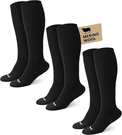 HAPIU Merino Wool Easy On Compression Socks for Women & Men, 15-20 mmHg, Plus Size Knee High Stocking for Nurses, Pregnancy, Travel, Flight, Medias de Compresión Mujer