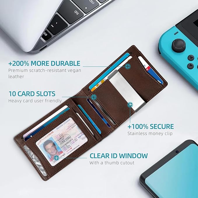 Zitahli Men's Wallets Airtag Holder Slim Rfid Leather with Gift Box