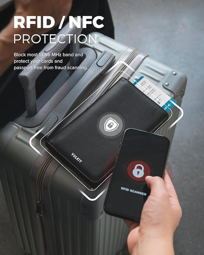 VULKIT Passport Holder Wallet RFID Blocking Travel Wallet for Men & Women