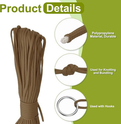 uxcell 4mm Nylon Rope, 10ft Portable Clothesline for Luggage and Backpack Tie Downs, Hanging Clothes, Swings, Camping and Mountaineering Tie Downs, Brown