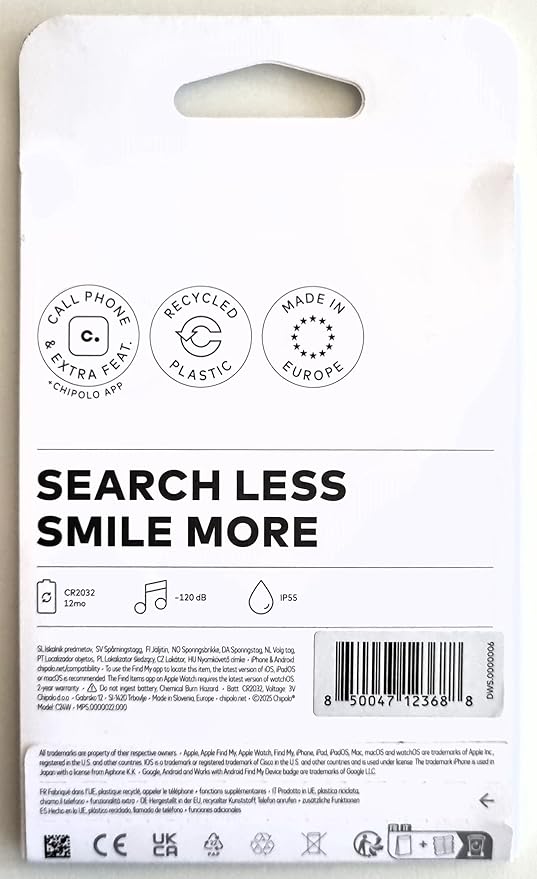 Chipolo POP Tracker Tag - Colorful, Compatible, Loud Bluetooth Tracker with Call Your Phone & Out of Range Alert, Works with Apple Find My or Google's Find My Device (Black)