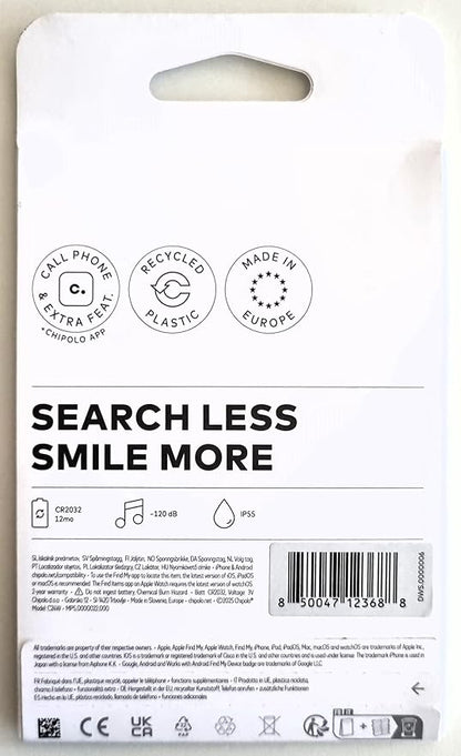 Chipolo POP Tracker Tag - Colorful, Compatible, Loud Bluetooth Tracker with Call Your Phone & Out of Range Alert, Works with Apple Find My or Google's Find My Device (Black)