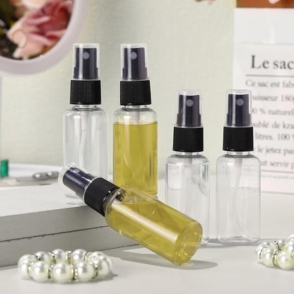 200 Pcs Mini Clear Spray Bottles 1 oz Plastic Empty Travel Bottle Fine Mist Small Spray Containers with 5 Pcs Funnels Refillable Liquid Travel Containers for Perfume Skin Toner Essential Oils