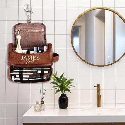 Personalized Toiletry Bag for Men, Gifts for Men, Custom Leather Mens Toiletries Travel Kit, Customize Shaving Bags, Men's Gift Ideas for Christmas, Anniversary, Birthday, Dad, Grandpa, Lover
