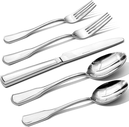 KINGSTONE 40-Piece Silverware Set, 18/10 Stainless Steel Flatware Set for 8, Tableware Cutlery Set, Utensil Sets for Home Restaurant, Mirror Finish, Dishwasher Safe