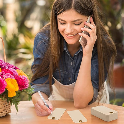 1000 Pcs Blank Manila Shipping Tags with Wire 2 3/4" x 1 3/8" Paper Hang Luggage Asset Gift Label Key Tags (Khaki)