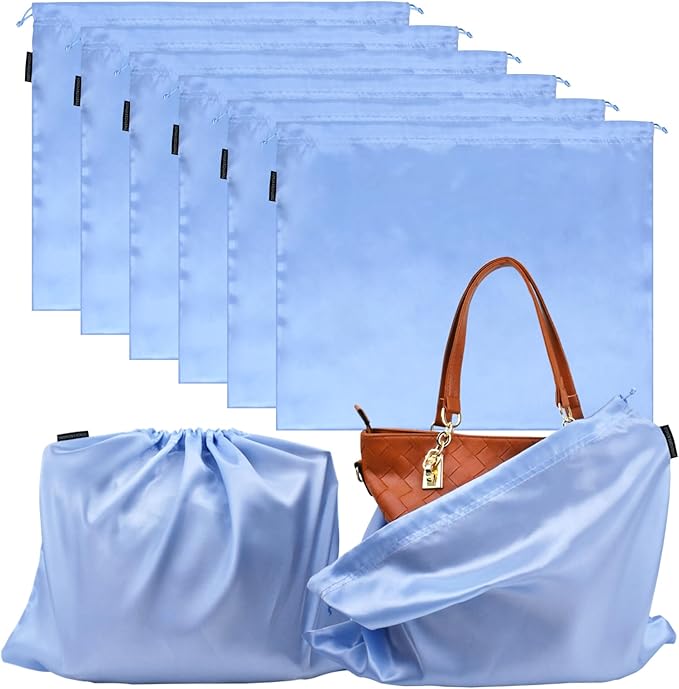 GONGKANGYUAN 6 Pack Dust Bags for Handbags – Silk Drawstring Storage Pouch, Dustproof Travel Organizer for Purses, Shoes & Boots
