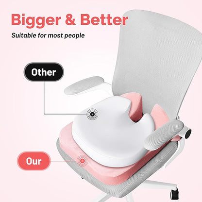 Large Memory Seat Cushion,Car Seat Cushion are Used to Relieve Sciatica, Suitable for Offices, Cars, Wheelchairs, Multi-Purpose (Pink)